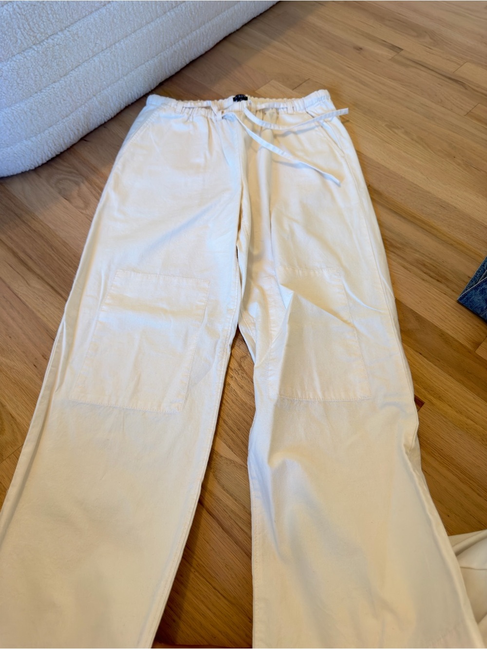 Jcrew Cream Drawstring Wide-Leg Pants